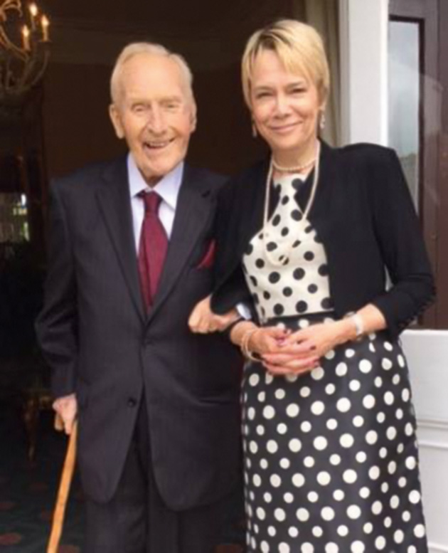 Sue Farrow accompanies Eric Hatton to his granddaughter’s wedding earlier this year